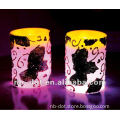 Halloween wax printed pillar candle with LED light